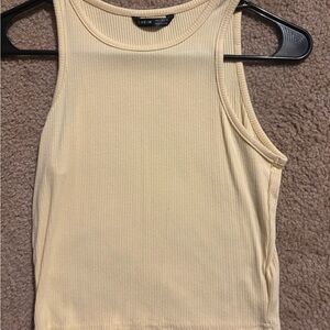 SHEIN Pale Yellow Ribbed Tank Top